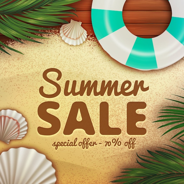 Realistic summer sale illustration