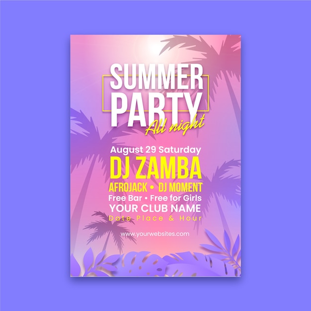 Realistic summertime party flyer