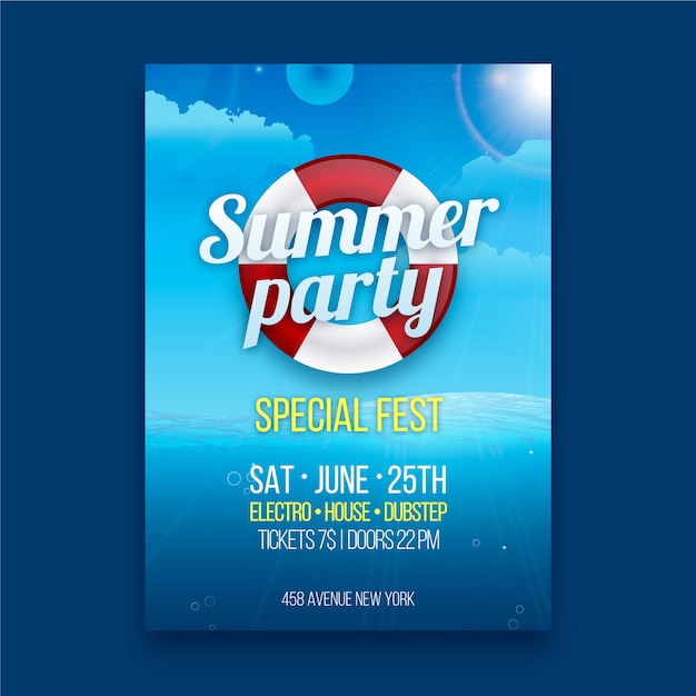 Free vector realistic summertime party poster