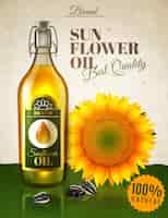 Vettore gratuito realistico olio di girasole ad poster