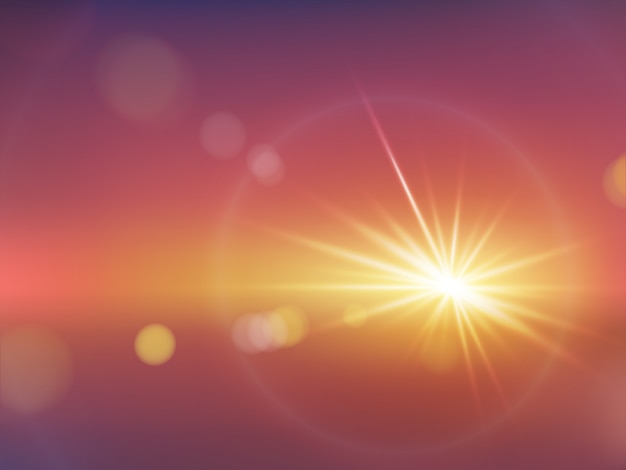 Бесплатное векторное изображение Реалистичный эффект солнечного света с размытым вектором боке