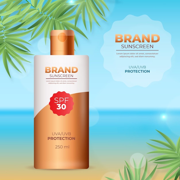 Free vector realistic sunscreen ad concept