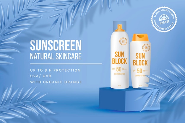 Free vector realistic sunscreen ad