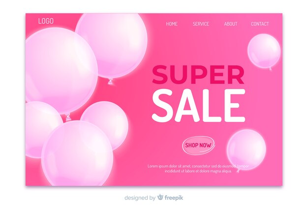 Realistic super sale landing page 