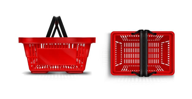 Vettore gratuito collezione realistica di cestini per supermercati