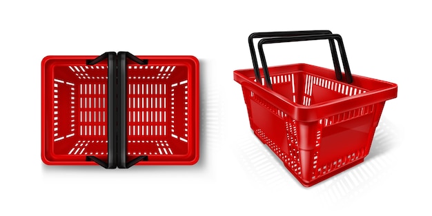 Realistic supermarket basket collection
