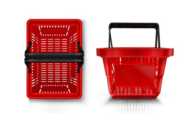 Realistic supermarket basket collection