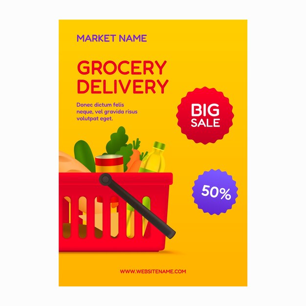 Realistic supermarket poster template