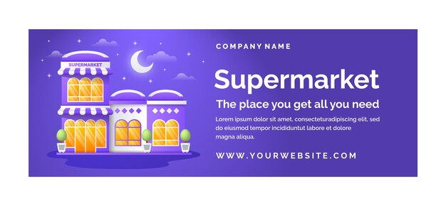 Realistic supermarket social media cover template