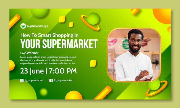 Realistic supermarket webinar template