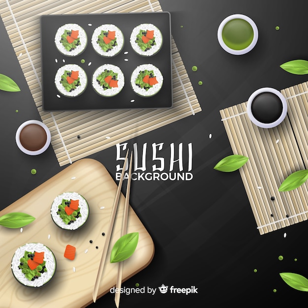 Vettore gratuito sfondo sushi realistico