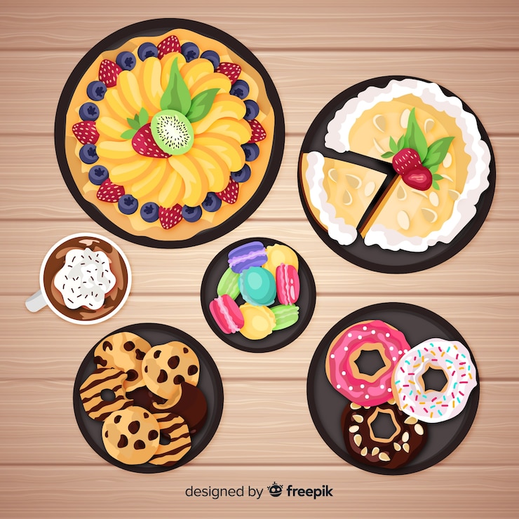 Free Vector realistic sweet dishes collection