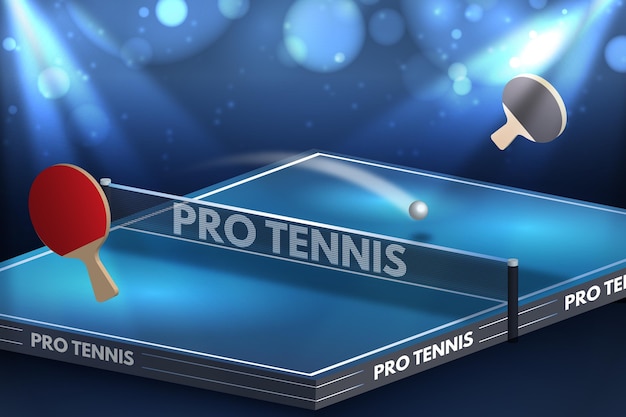 Realistic table tennis background with paddles