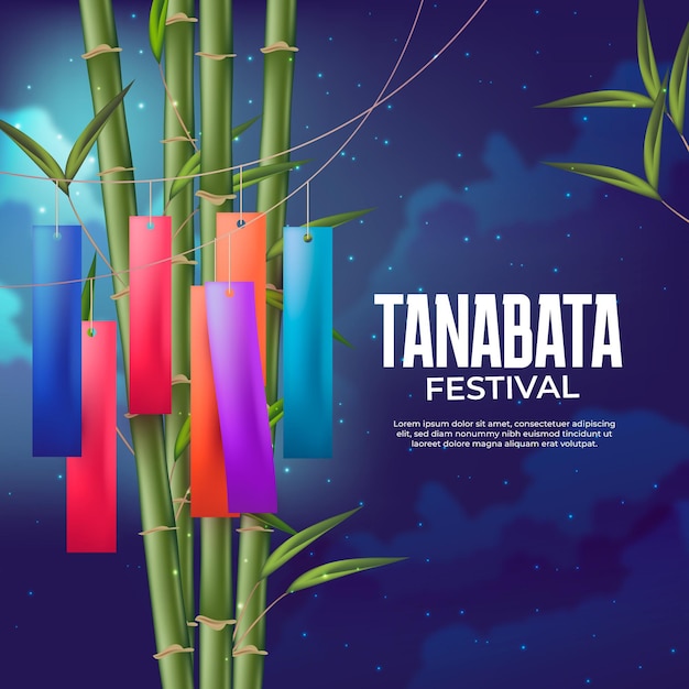Realistic tanabata celebration illustration