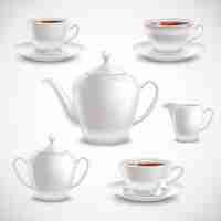 Free vector realistic tea set