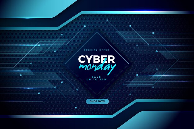 青い色合いの現実的なハイテクサイバーマンデー