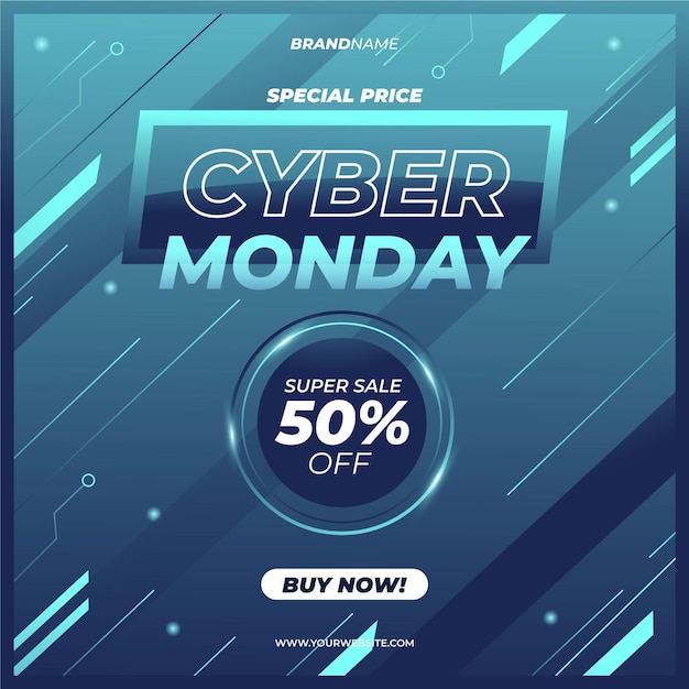 Realistic technological cyber monday sale design