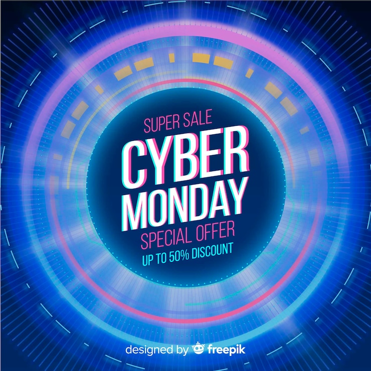 Free Vector realistic technology banner cyber monday