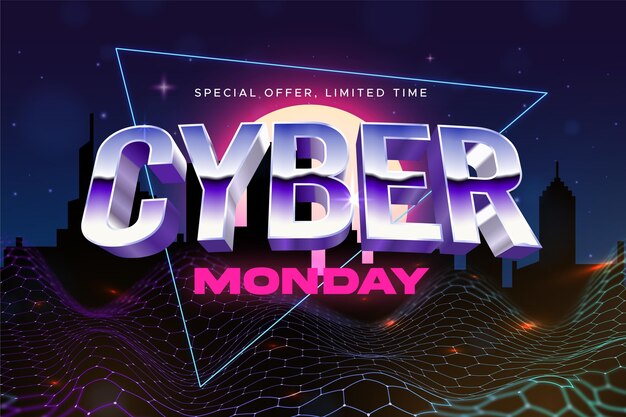 Realistic technology cyber monday background