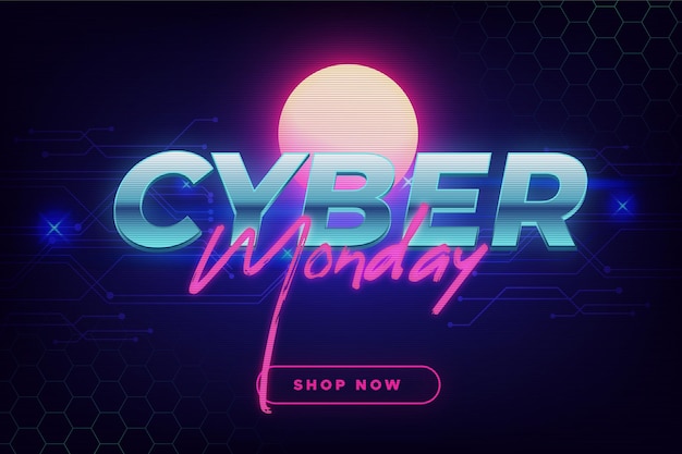 Realistic technology cyber monday background