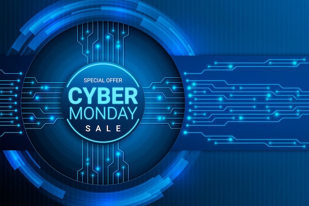 Realistic technology cyber monday background