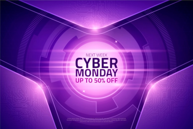 Realistic technology cyber monday background