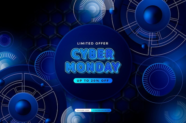 Realistic technology cyber monday background