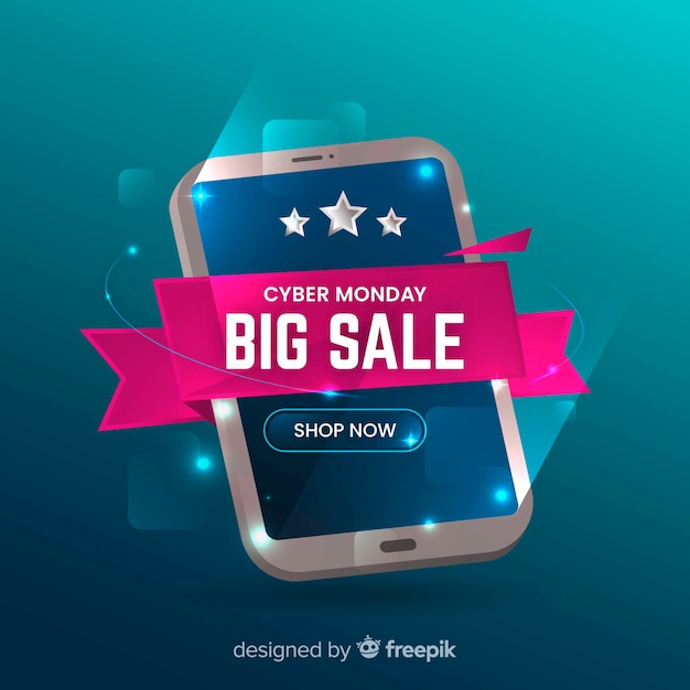Free vector realistic technology cyber monday concept