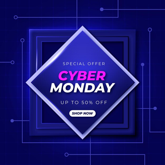 Realistic technology cyber monday concept