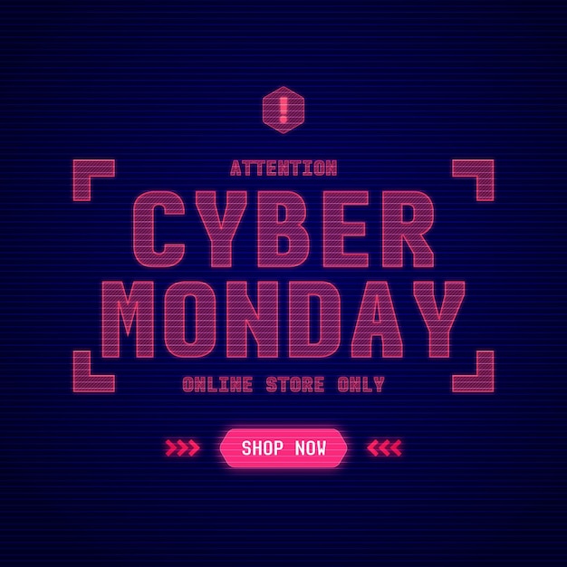 Realistic technology cyber monday text