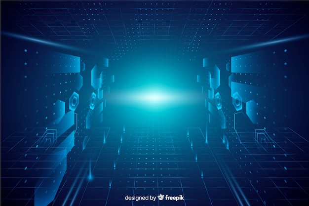 Free vector realistic technology light tunnel background