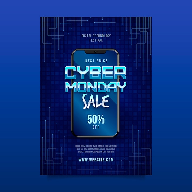 Realistic template cyber monday flyer