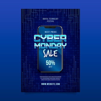 Realistic template cyber monday flyer