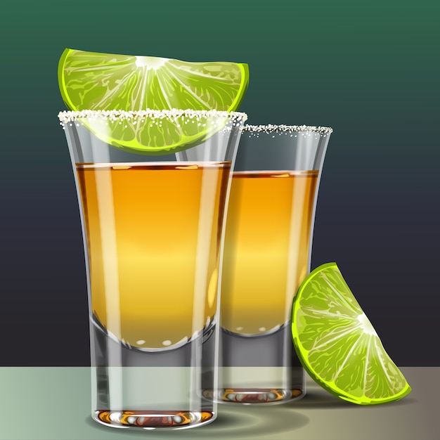 Realistic tequila shot illustration