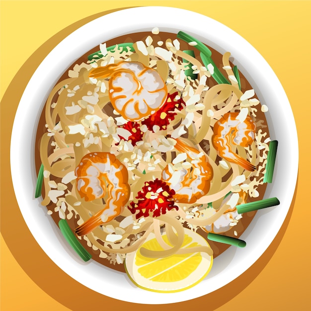 Бесплатное векторное изображение Реалистичная иллюстрация тайской еды