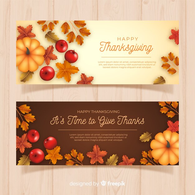 Realistic thanksgiving banners