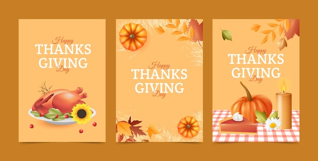 Free vector realistic thanksgiving cards collection