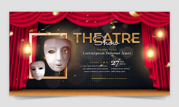 Free vector realistic theatre show facebook template