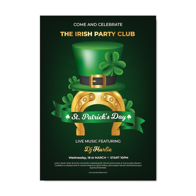 Free vector realistic theme with st. patricks day flyer template