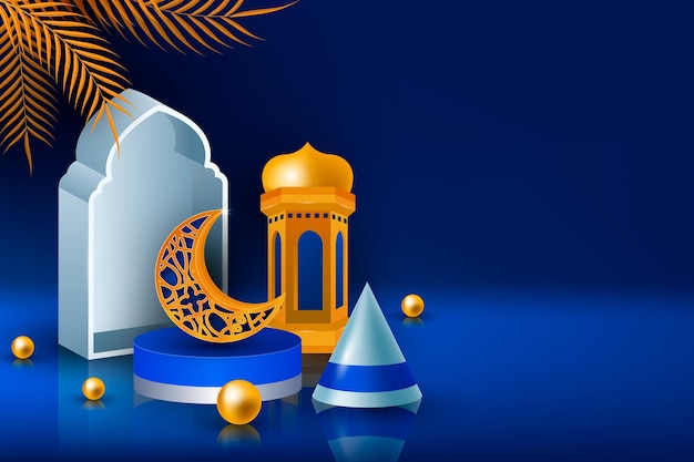 Realistic three-dimensional ramadan kareem illustration