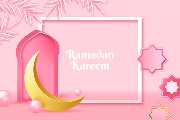 Realistic three-dimensional ramadan kareem illustration