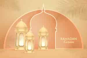 Free vector realistic three-dimensional ramadan kareem illustration