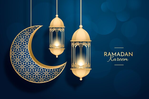 Realistic three-dimensional ramadan kareem illustration