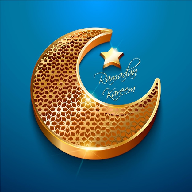Realistic three-dimensional ramadan kareem illustration