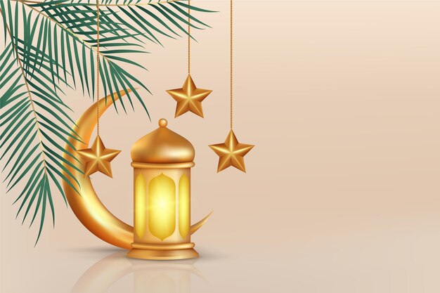 Realistic three dimensional ramadan kareem illustration