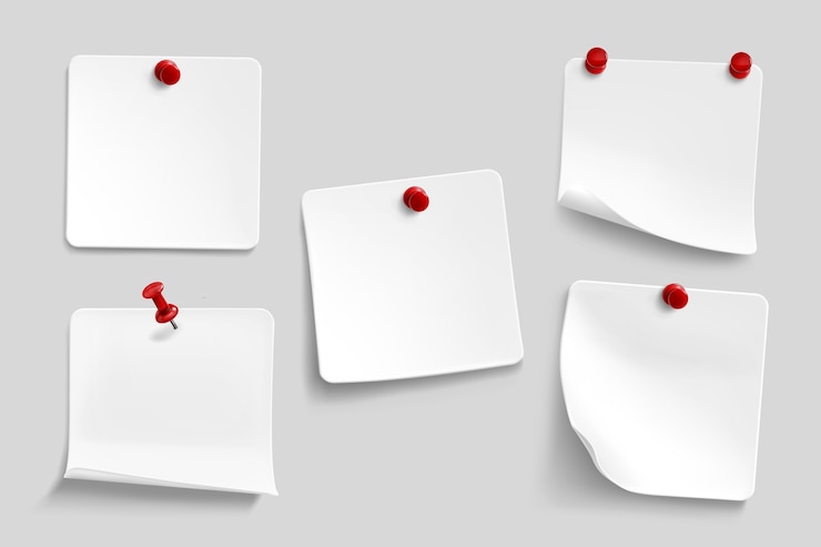 Free Vector realistic thumbtack pins collection with notes