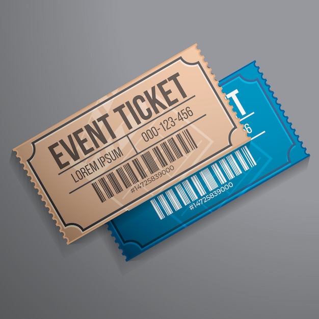 Vettore gratuito design realistico del mockup del biglietto