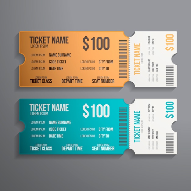 Free vector realistic ticket mockup design