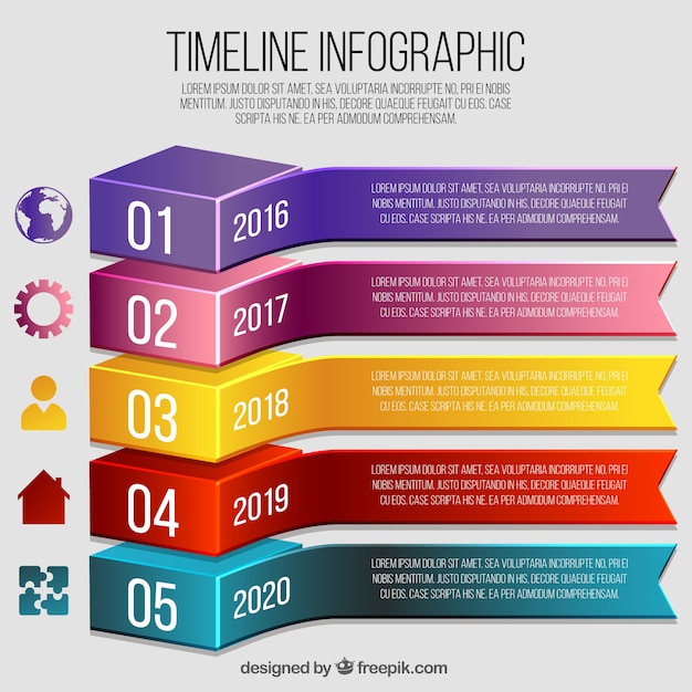 현실적인 타임 라인 infographic 템플릿