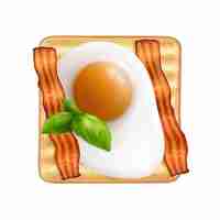 Free vector realistic toast sandwich with fried egg bacon and herbs vector illustration